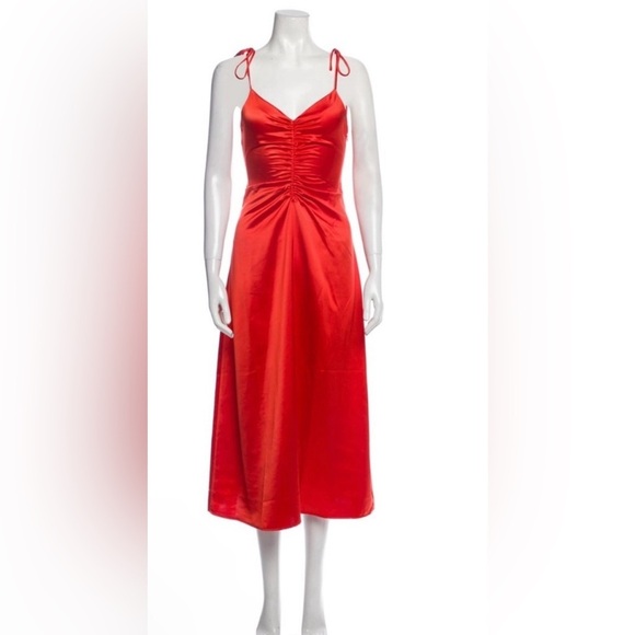 NWT Jason Wu Women’s Ruched Front Strappy Midi Slip Dress Size Large - Picture 3 of 5